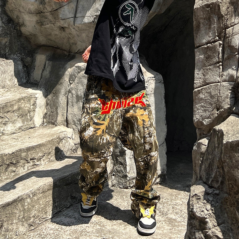 Men's Camo Cargo Pant With Red Stitching