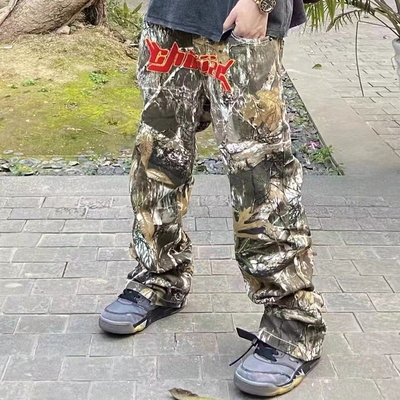 Men's Camo Cargo Pant With Red Stitching