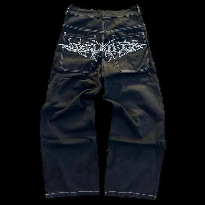 Y2K Mens Straight Leg Jeans With Skull 