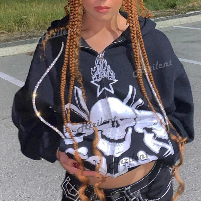 Women Rhinestone Oversized Hoodie